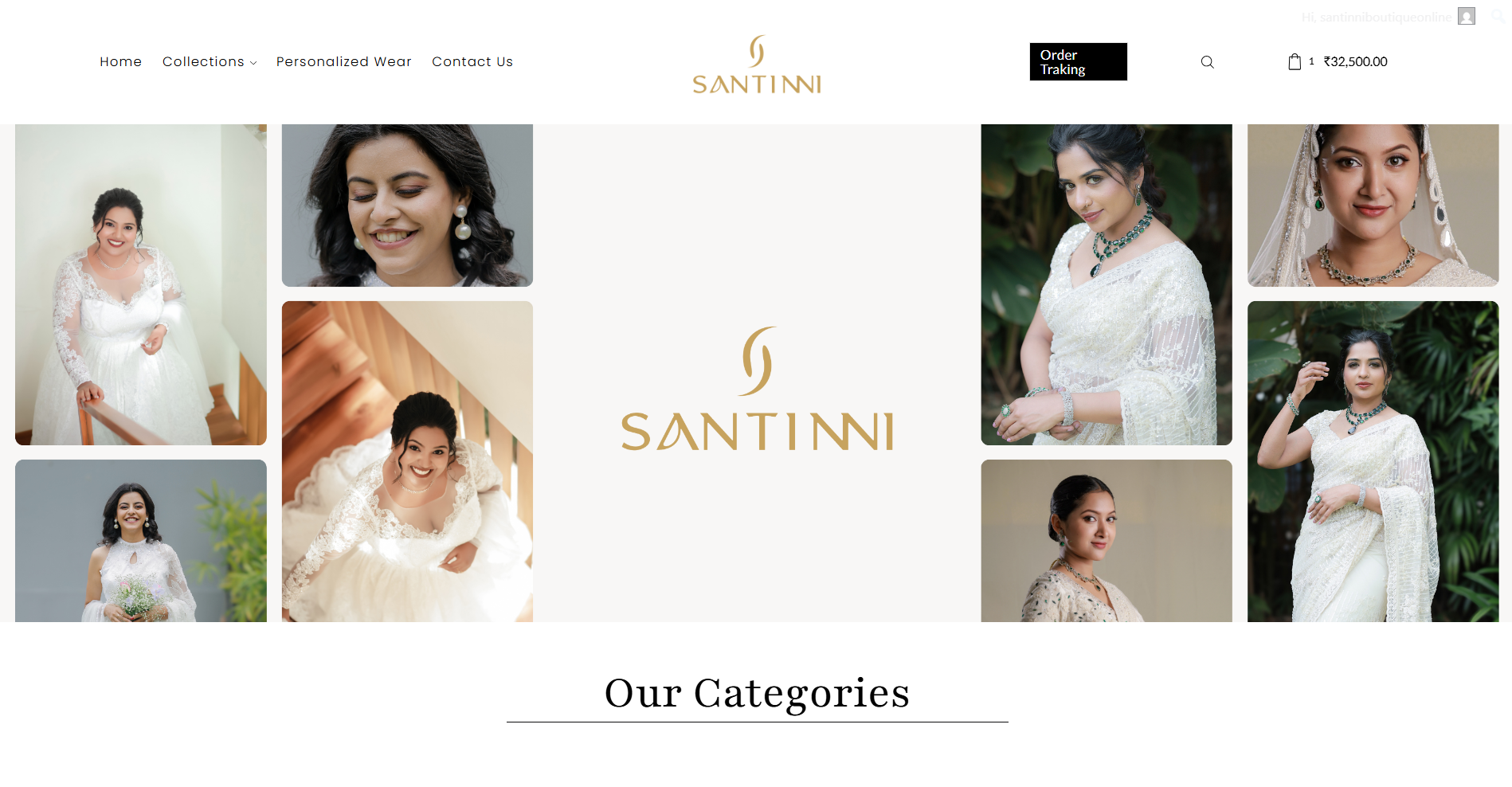 Santinni Bridal Boutique Website Preview